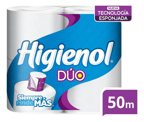 Papel Higienico Higienol Duo 50mx4 Unid Pack 2 Unidades  