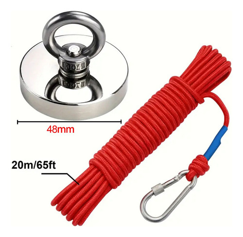 Kit De Ímã De Pesca Poderoso D48 75 Kg Com Corda De 20 M