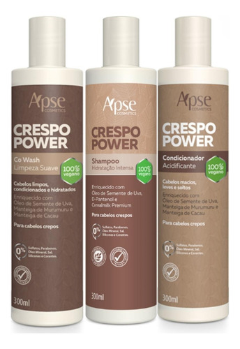 Kit Crespo Power Shampoo Co Wash E Condicionador Apse