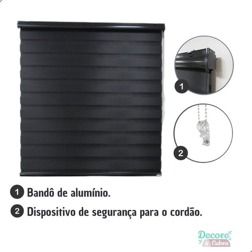 Persiana Double Vision Sunny 180larg X 220alt Bandô Cor Preta Com Bandô Preto