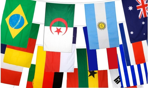  Bandeiras Missões Evangelho 32 Nações Poliéster Bandeirinha