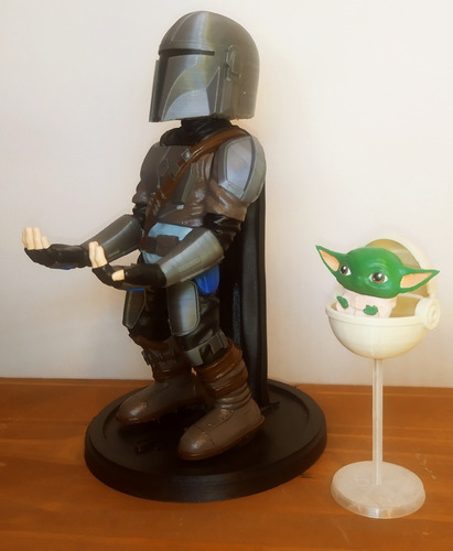 Soporte Joystick Celulares The Mandalorian+bebé Yoda-grogu