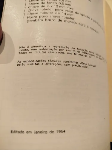 Manual Propietario Vw Fusca 64 En Portuguès Original (Usado)