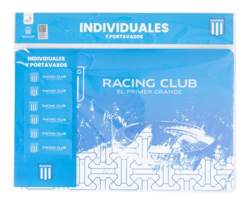 Individual Y Posa Vaso Racing Club Oficial Set X 6 Unidades