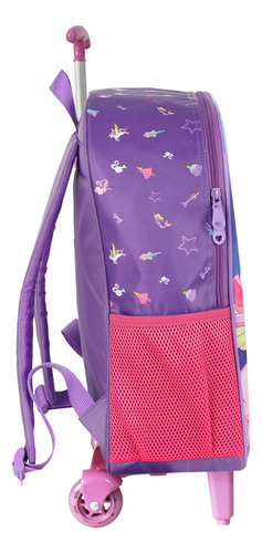 Mochila Barbie Meninas Unicórnio Princesa Rodinhas Violeta