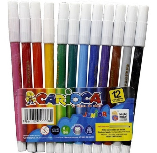 Marcadores Carioca Escolar Kids 12 Colores 3m Coversa
