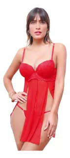 Sexy Babydoll/con Copa/tela Tull /encaje Bordado+ Hilo