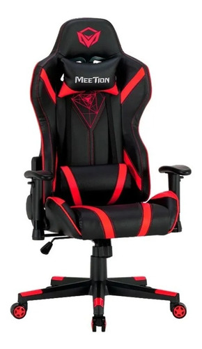 Imagen 2 de 4 de Silla de escritorio Meetion CHR15 MT-CHR15 gamer ergonómica negra y roja con tapizado de cuero sintético