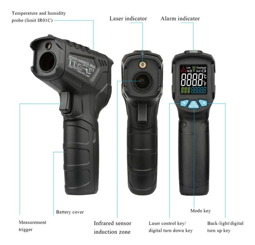 Pistola De Temperatura Láser Infrarrojo Digital Mestek Ir01