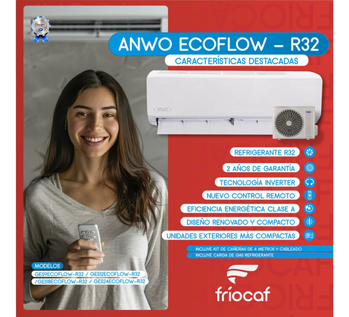 Aire Acondicionado Split Muro 9.000 Btu Inverter R32 Ecoflow