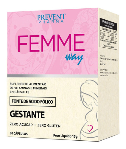 Femme Way Gestantes Vitaminas Minerais Acido Folico 60 Caps