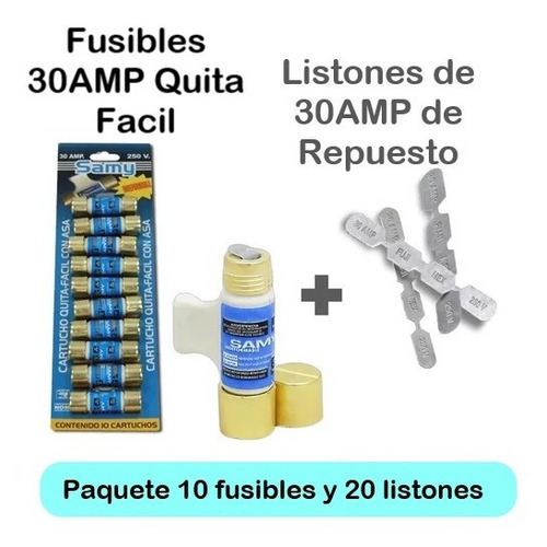 10 Pack Fusible 30amp De Cerámica Y 20 Listones De Repuesto