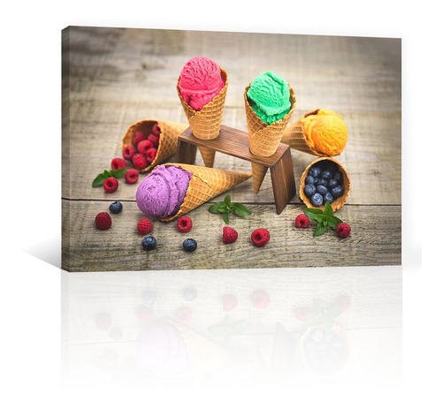 Cuadro Decorativo Comida Canvas Helados Frutales Rusticos