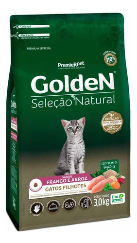 Ração Golden Seleção Natural Gatos Filhotes Sabor Frango 3kg