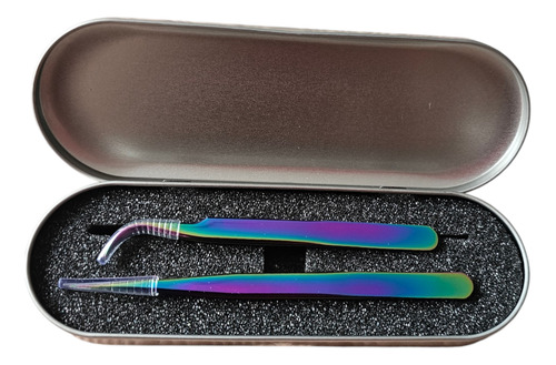 Set De Pinzas Tornasoladas Para Extensiones De Pestañas.