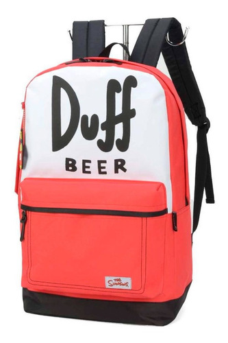 Mochila Juvenil Escolar The Simpsons Duff Beer Vermelha Cor Vermelho