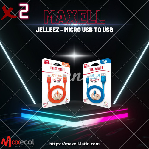 Cable Maxell Flex Jelleez Flex Micro Usb X2 Azul Y Naranja Color Azul-naranja