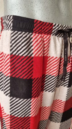 Pantalon Pijama A Cuadros Textura Polar Fleece Calido Hombre