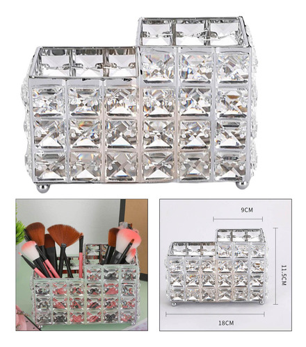Crystal Makeup Brush Holder Ceja Lápiz Pen Plata B Plata B