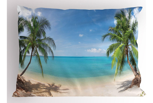 Funda De Almohada Decoración Océano 90x50 Cm Marrón Turquesa
