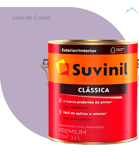 Tinta Parede Cor Saia De Crepe Fosco Suvinil Clássica 3,2 L