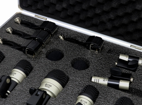 7 Microfones Csr Mxds-7 Para Bateria E Percussão Com Maleta Cor Preto