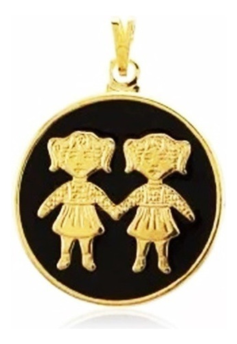 Pingente Medalha Duas Meninas Filhas Folheado 18k