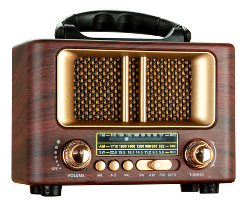 Radio Am Fm Sw Portatil Bateria Vintage Retro Bluetooth Usb