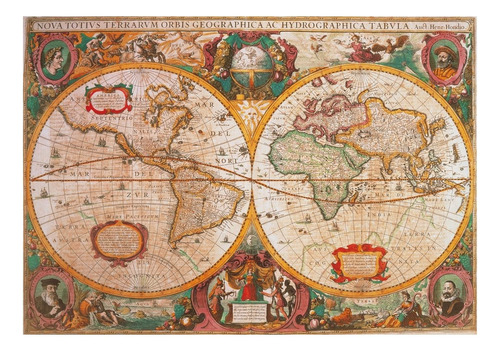 Imagen 2 de 2 de Rompecabezas Clementoni High Quality Collection Old Map 31229 de 1000 piezas