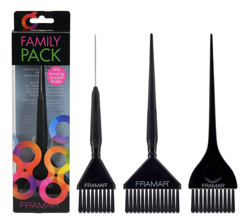 Set Pack Familiar Brush Pinceles Para Tintura X3