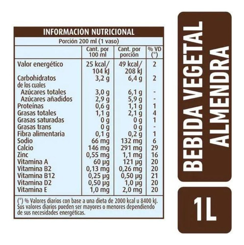 Leche De Almendras La Serenísima X 1 Litro Pack X 12 Unid
