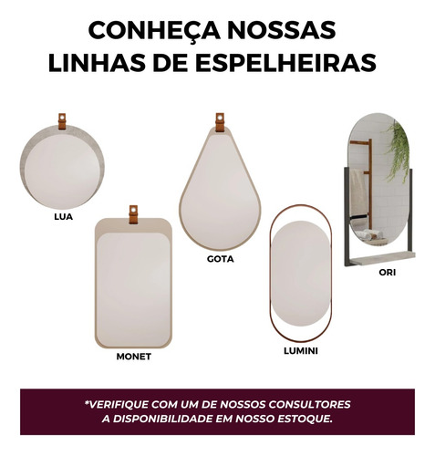 Espelho Lua Decorativo C/ Alça Cimento Mgm Móveis