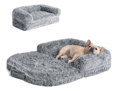 Cama Plegable L Para Perros Sofá Cama Mullida Ortopédica Gris Diseño