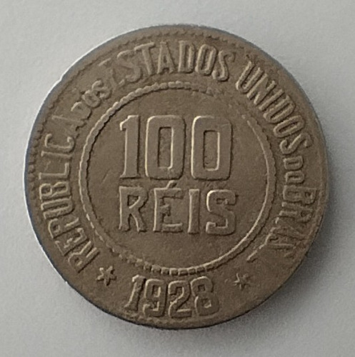 Moeda 100 Réis De 1928 Brasil. Km#518 