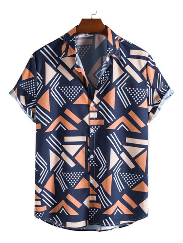 Camisa Casual Hawaiana De Manga Corta Con Estampado Hombre