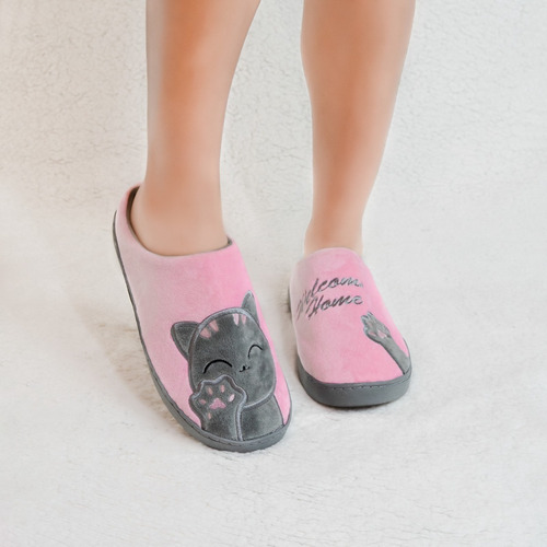 Pantuflas De Lindo Gato Niñas Y Adultos Confortables