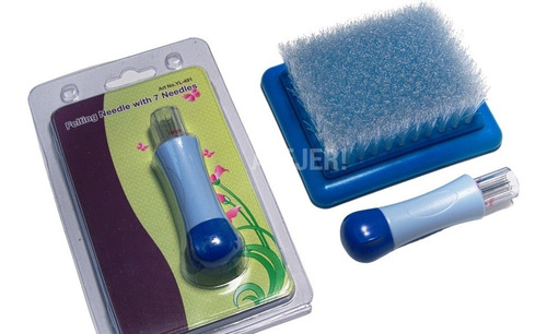 Imagen 2 de 10 de Kit Combo Aguja Punzón De 7 Agujas + Base Para Fieltro