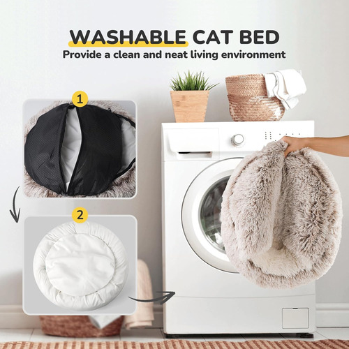 Catism Cama Para Gatos, Cama De Felpa Con Capucha Para Ga...