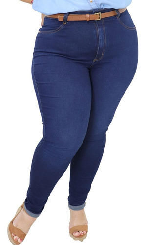 Calça Jeans Super Skinny Plus Size Feminina Azul Cambos