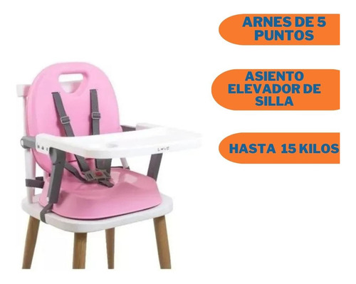 Silla De Comer Bebe 3 En 1 Love 660 Convertible Booster Color Rosa Silla Convertible