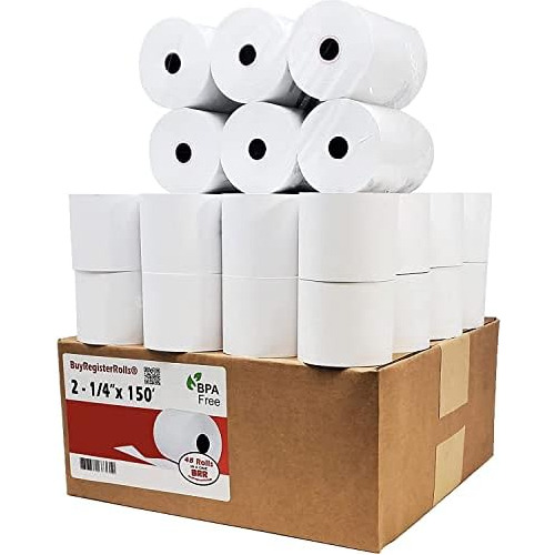 (50 Rollos) Cinta De Papel Blanco De 2 1/4 X 150 Pies M...