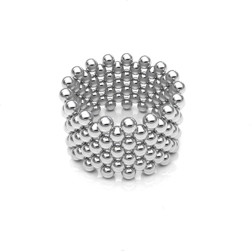 Imagen 1 de 8 de Anillo D Plata 925 Bolitas Engarzadas Ajustable Mujer Agálea