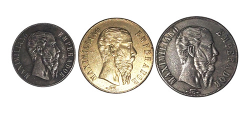 Maximiliano Segundo Imperio Coleccion 3 Medallas .50 1 Y 20