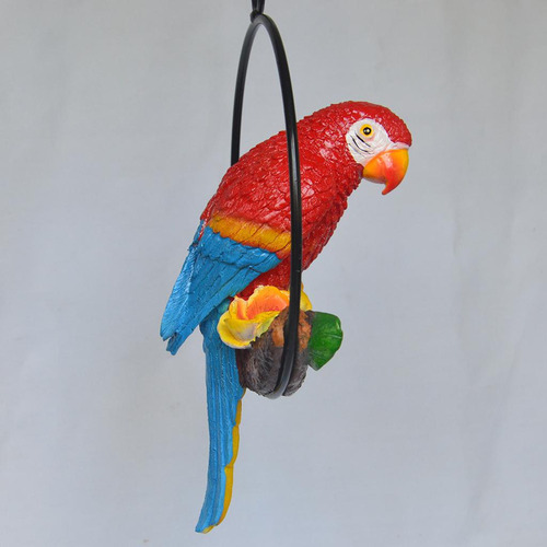Percha De Estatua De Loro Artificial De Resina Colgante Una