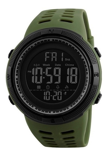 Reloj Skmei Deporte Sumergible Alarma Aire Libre Otec Color De La Correa Verde Musgo Color Del Bisel Negro Color Del Fondo Negro