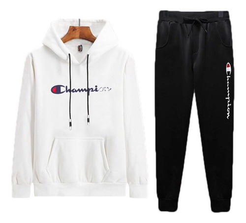 Champion Logo Hoodie Camisa Canguro Con Capucha Negra Para H