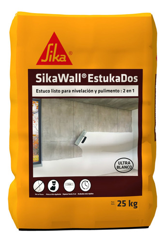 Sikawall Estukados Estuco Blanco Relleno Y Acabado 25kg Sika