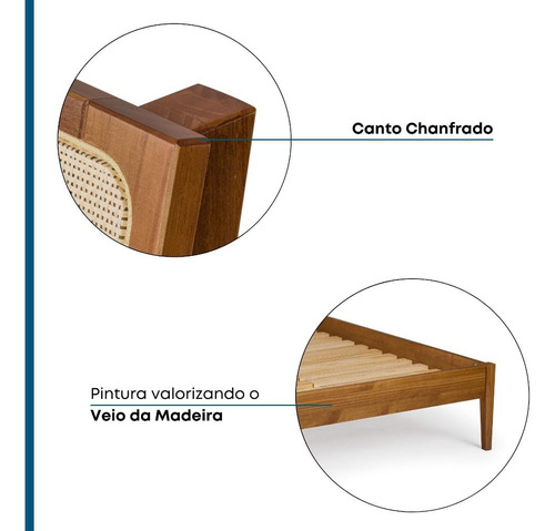 Cama De Casal Com Palha Natural Viena Artemobili Cor Mel