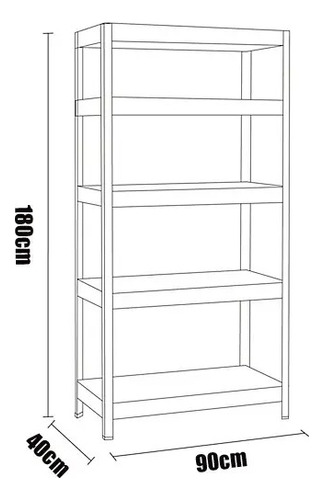 Estante Rack Metálico 5 Repisas Negro 180x90x40cm 400 Kg