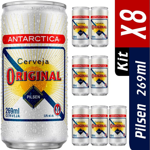 Cerveja Original Antarctica 269 Ml Pack Kit Engradado Com 8